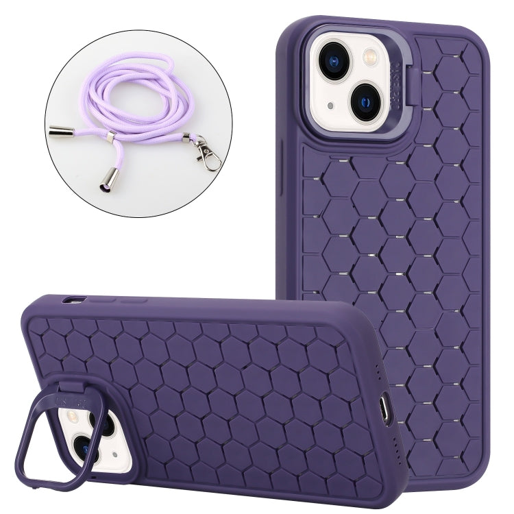 Honeycomb Radiating Holder TPU Phone Case with Lanyard, For iPhone 13 Pro Max, For iPhone 13 Pro, For iPhone 13, For iPhone 12