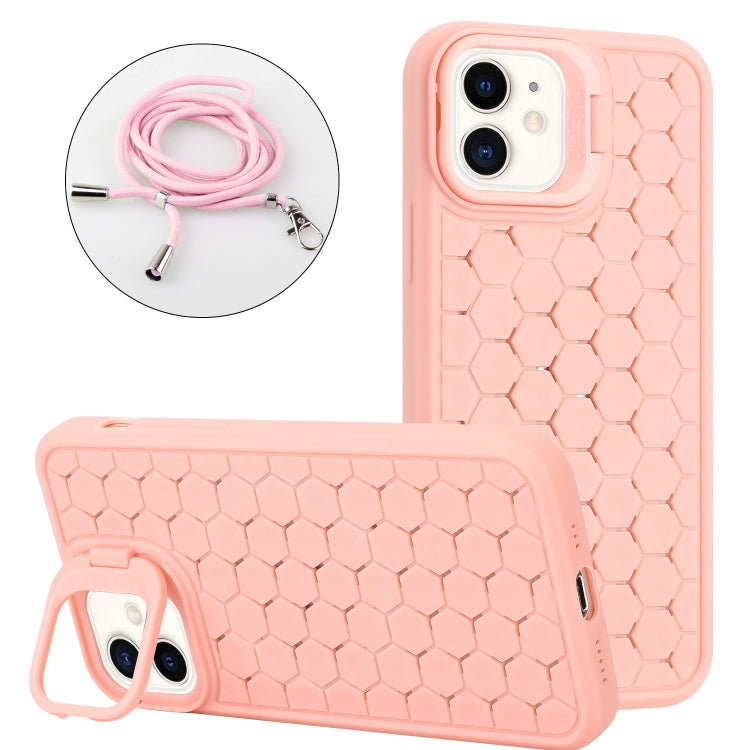 Honeycomb Radiating Holder TPU Phone Case with Lanyard, For iPhone 12 Pro Max, For iPhone 12 Pro, For iPhone 11 Pro Max, For iPhone 11