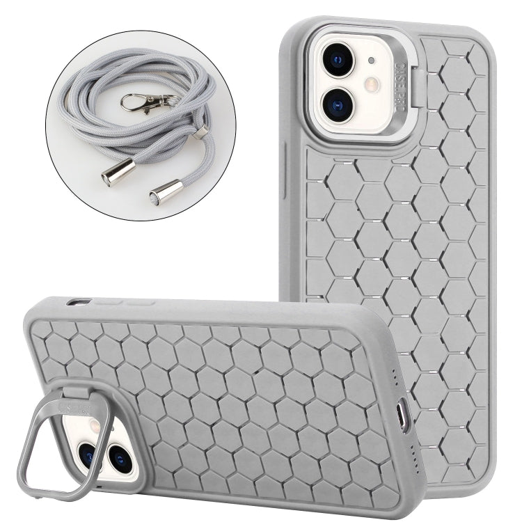 Honeycomb Radiating Holder TPU Phone Case with Lanyard, For iPhone 12 Pro Max, For iPhone 12 Pro, For iPhone 11 Pro Max, For iPhone 11