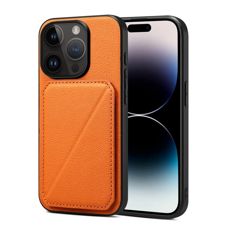 D04 Calf Texture Dual Card Slot Holder Phone Case, For iPhone 16 Pro, For iPhone 16 Plus, For iPhone 16, For iPhone 15 Pro Max, For iPhone 15 Pro, For iPhone 15 Plus