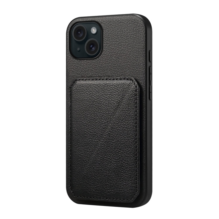 D04 Calf Texture Dual Card Slot Holder Phone Case, For iPhone 16 Pro, For iPhone 16 Plus, For iPhone 16, For iPhone 15 Pro Max, For iPhone 15 Pro, For iPhone 15 Plus