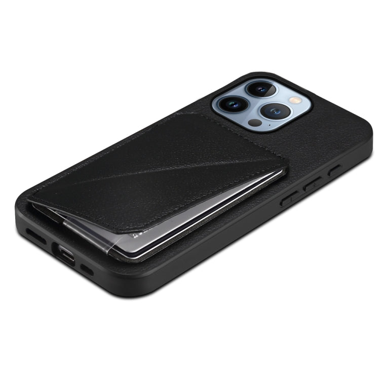 D04 Calf Texture Dual Card Slot Holder Phone Case, For iPhone 13 Pro, For iPhone 13, For iPhone 12, For iPhone 12 Pro Max, For iPhone 12 Pro, For iPhone 11 Pro Max