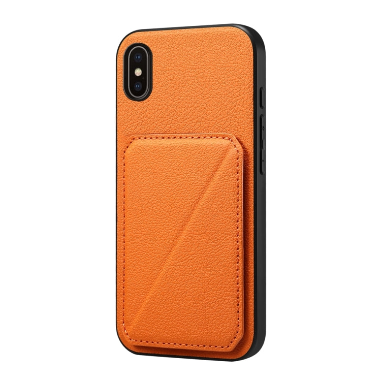 D04 Calf Texture Dual Card Slot Holder Phone Case, For iPhone 11, For iPhone 11 Pro, For iPhone X / XS, For iPhone XR, For iPhone XS Max, For iPhone 7 Plus / 8 Plus