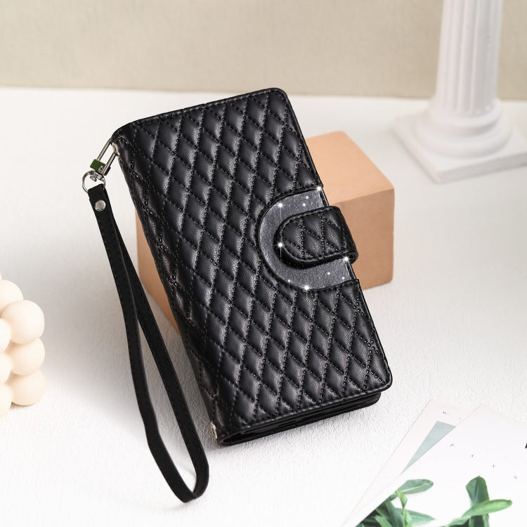 Glitter Lattice Zipper Wallet Leather Phone Case, For iPhone 15, For iPhone 14 Plus, For iPhone 14, For iPhone 14 Pro, For iPhone 14 Pro Max, For iPhone 7 / 8 / SE 2022