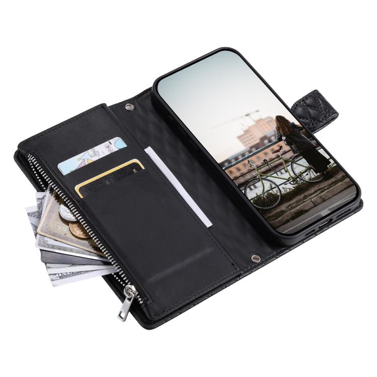 Glitter Lattice Zipper Wallet Leather Phone Case, For iPhone 16e, For iPhone 16 Pro Max, For iPhone 16 Pro, For iPhone 15 Pro Max, For iPhone 15 Pro, For iPhone 15 Plus