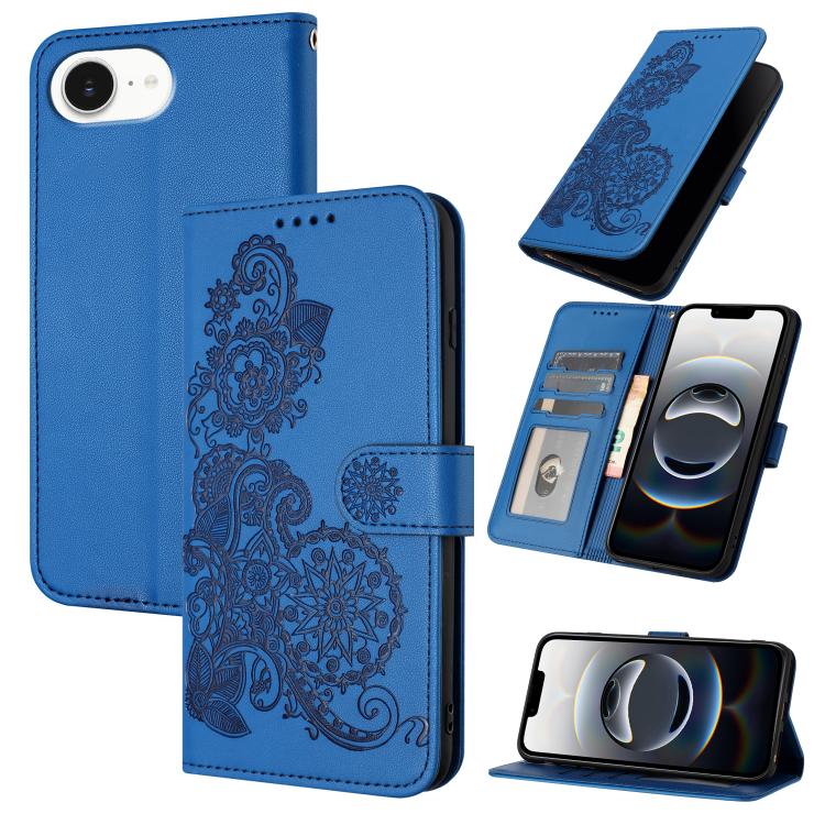 Datura Flower Embossed Flip Leather Phone Case, For iPhone 17 Air, iPhone 16e, For iPhone 16 Pro Max