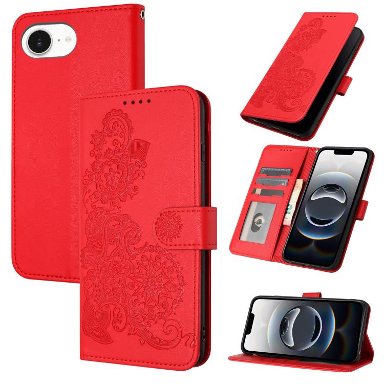 Datura Flower Embossed Flip Leather Phone Case, For iPhone 17 Air, iPhone 16e, For iPhone 16 Pro Max