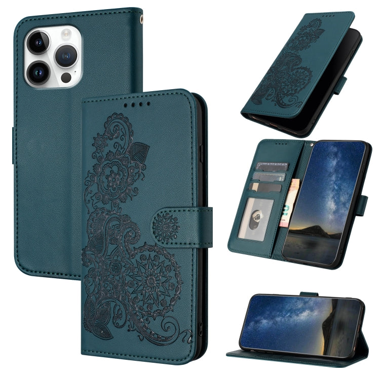Datura Flower Embossed Flip Leather Phone Case, For iPhone 17 Air, iPhone 16e, For iPhone 16 Pro Max