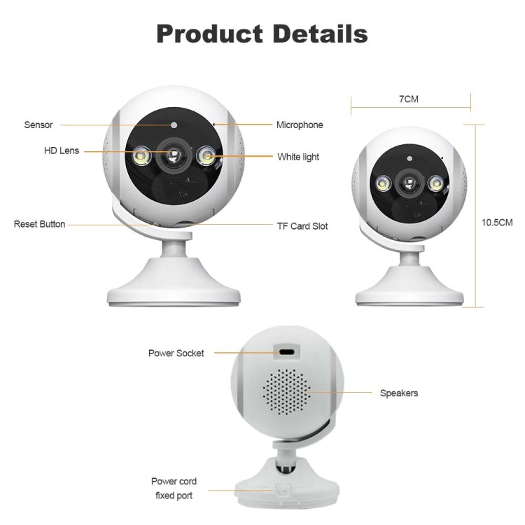 CM-I310M 3MP 180 Degree Panoramic Smart PTZ WiFi Surveillance Camera, EU Plug, US Plug, UK Plug, AU Plug