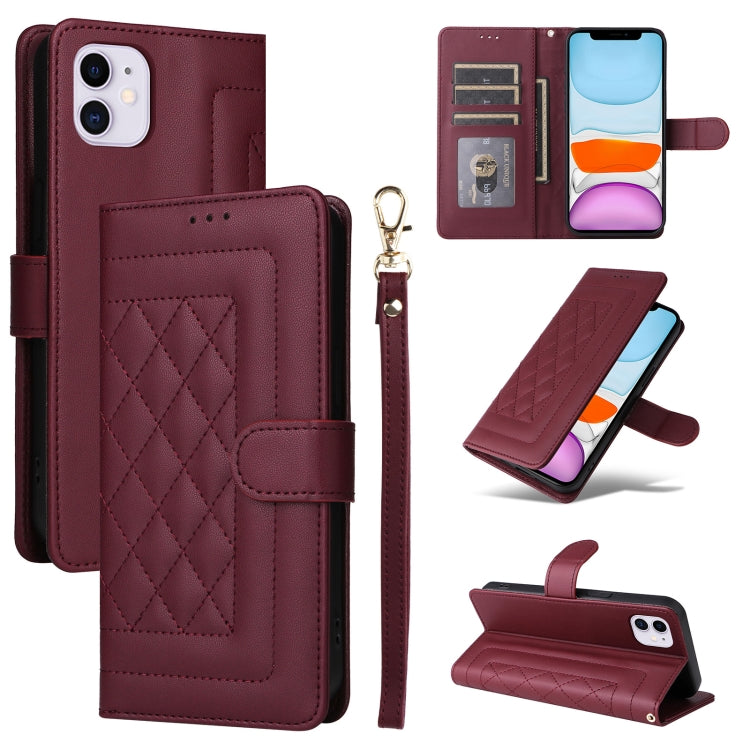 Diamond Lattice Leather Flip Phone Case, For iPhone 11 Pro Max, For iPhone 11, For iPhone 11 Pro