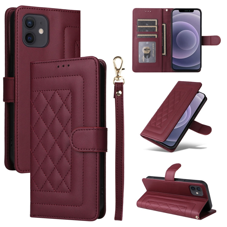 Diamond Lattice Leather Flip Phone Case, For iPhone 13, For iPhone 12 / 12 Pro, For iPhone 12 Pro Max