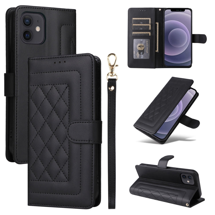 Diamond Lattice Leather Flip Phone Case, For iPhone 13, For iPhone 12 / 12 Pro, For iPhone 12 Pro Max