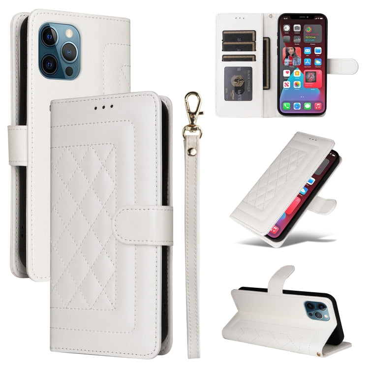 Diamond Lattice Leather Flip Phone Case, For iPhone 13, For iPhone 12 / 12 Pro, For iPhone 12 Pro Max