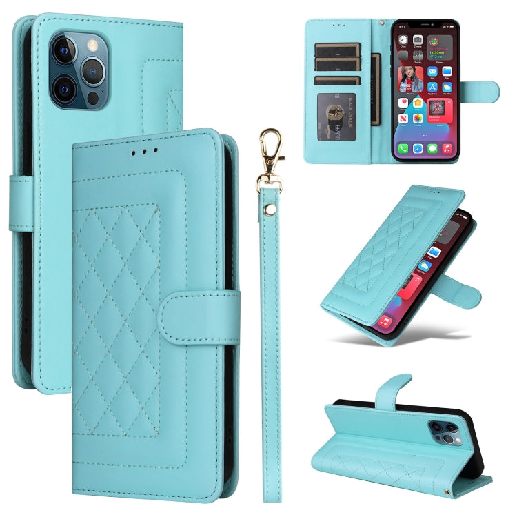 Diamond Lattice Leather Flip Phone Case, For iPhone 13, For iPhone 12 / 12 Pro, For iPhone 12 Pro Max
