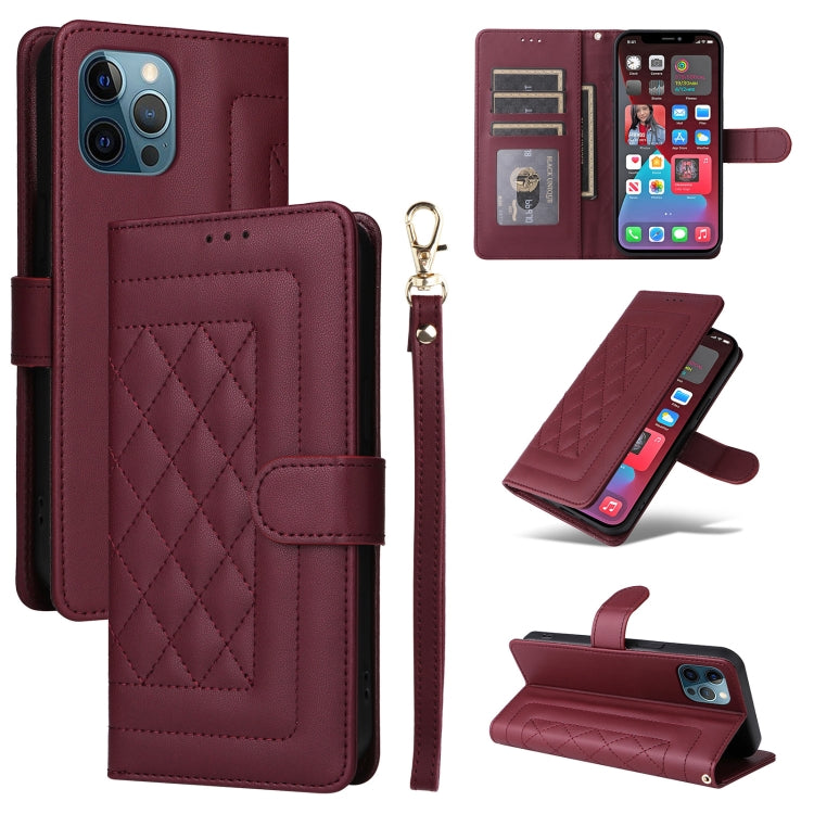 Diamond Lattice Leather Flip Phone Case, For iPhone 13, For iPhone 12 / 12 Pro, For iPhone 12 Pro Max