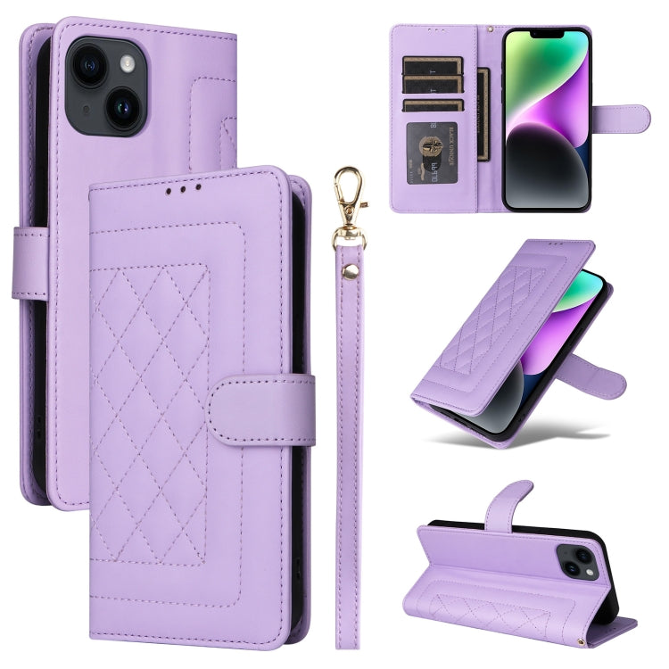 Diamond Lattice Leather Flip Phone Case, For iPhone 14, For iPhone 14 Pro, For iPhone 14 Pro Max