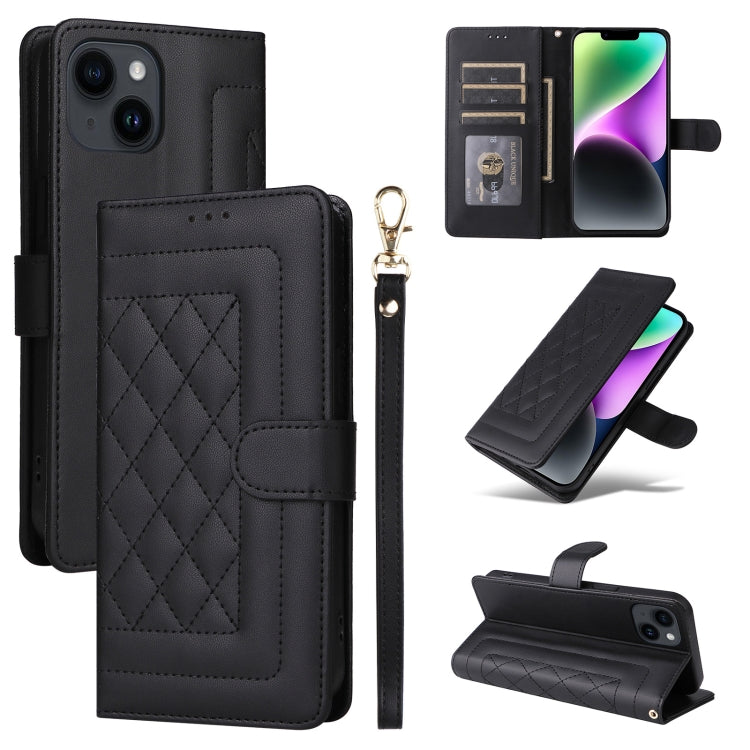 Diamond Lattice Leather Flip Phone Case, For iPhone 14, For iPhone 14 Pro, For iPhone 14 Pro Max