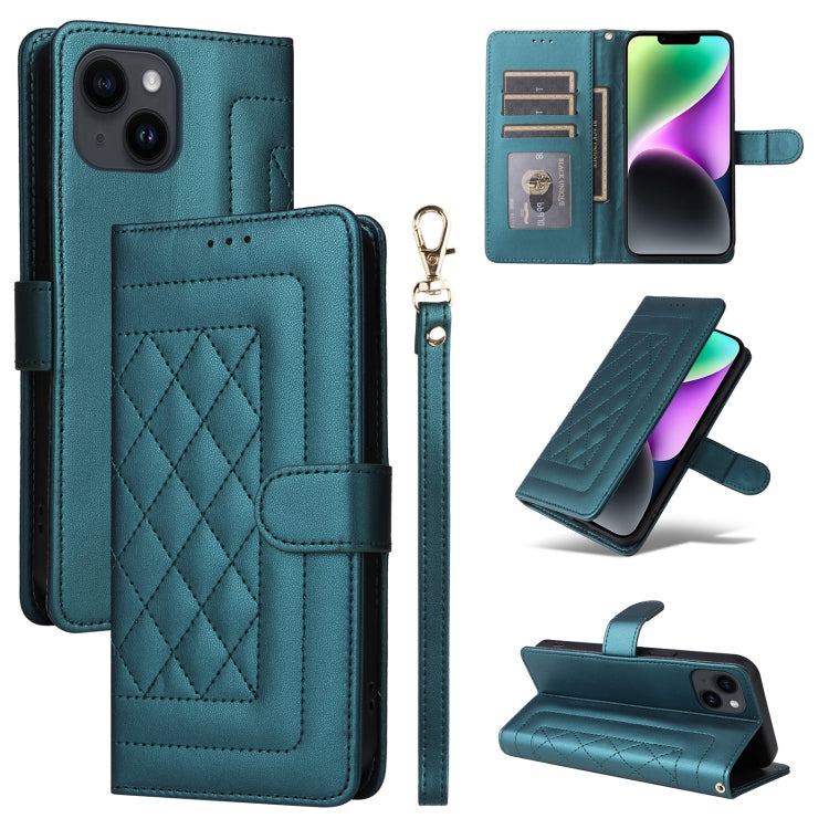 Diamond Lattice Leather Flip Phone Case, For iPhone 14, For iPhone 14 Pro, For iPhone 14 Pro Max