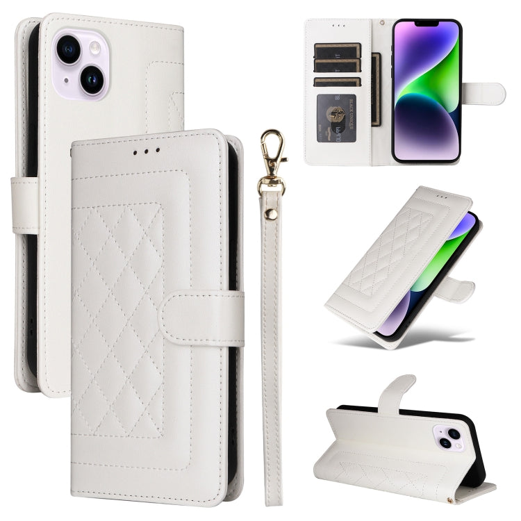 Diamond Lattice Leather Flip Phone Case, For iPhone 15 Plus, For iPhone 15, For iPhone 14 Plus
