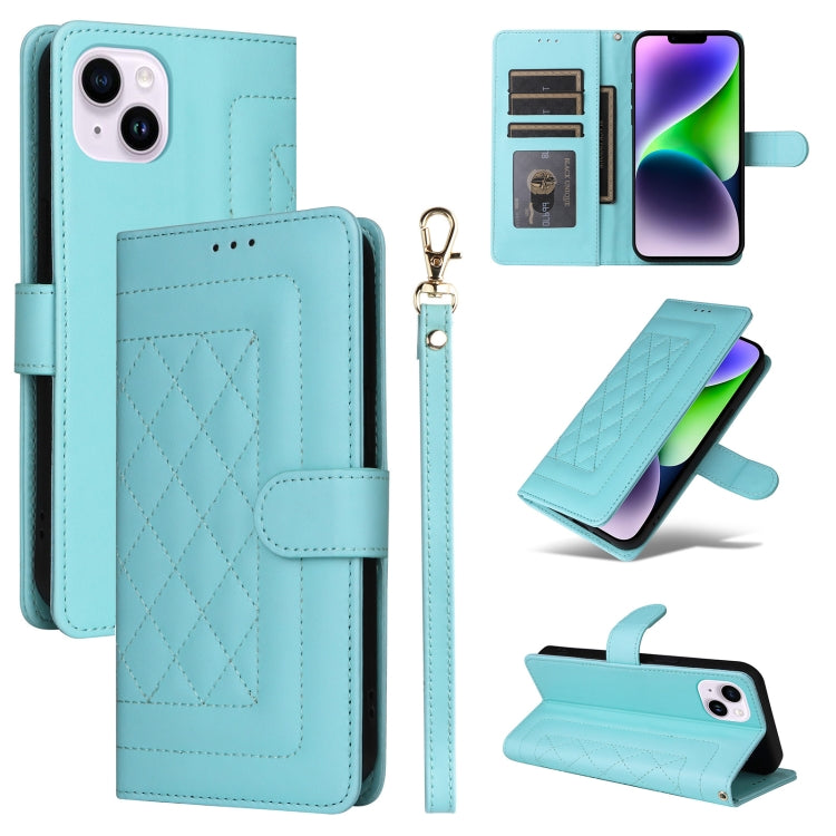 Diamond Lattice Leather Flip Phone Case, For iPhone 15 Plus, For iPhone 15, For iPhone 14 Plus