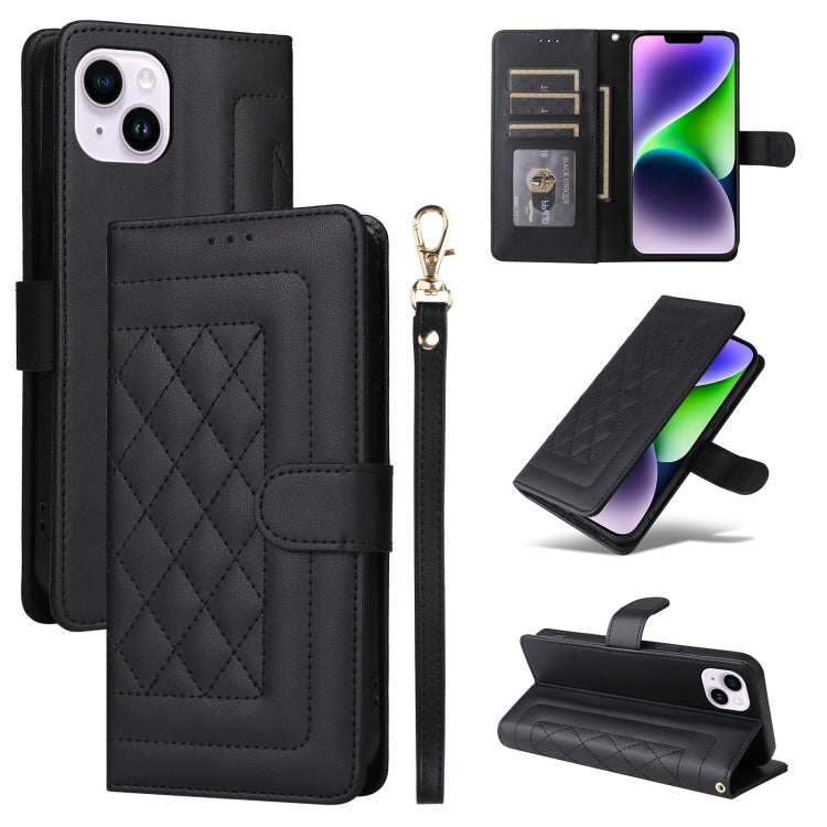 Diamond Lattice Leather Flip Phone Case, For iPhone 15 Plus, For iPhone 15, For iPhone 14 Plus