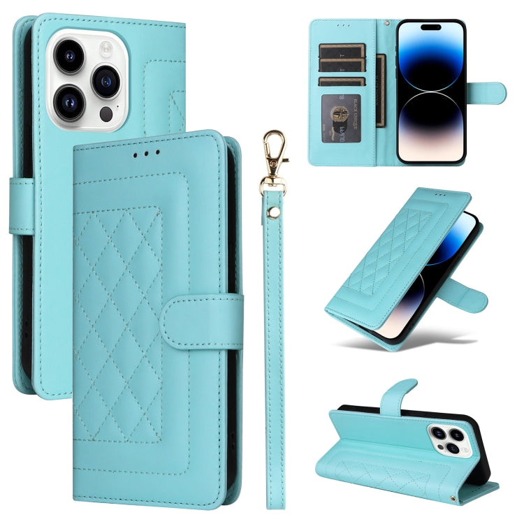 Diamond Lattice Leather Flip Phone Case, For iPhone 14, For iPhone 14 Pro, For iPhone 14 Pro Max