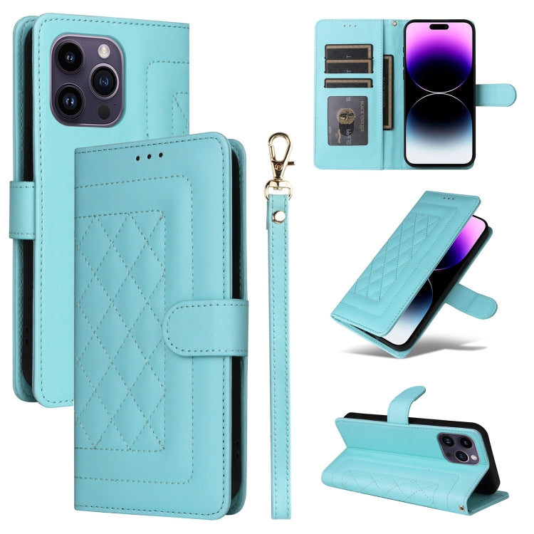 Diamond Lattice Leather Flip Phone Case, For iPhone 14, For iPhone 14 Pro, For iPhone 14 Pro Max
