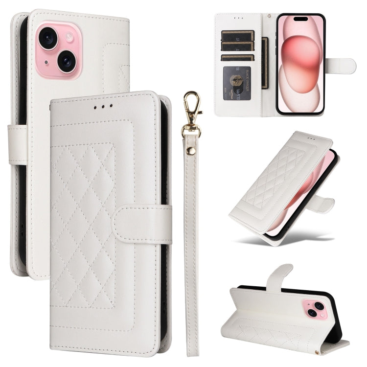 Diamond Lattice Leather Flip Phone Case, For iPhone 15 Plus, For iPhone 15, For iPhone 14 Plus