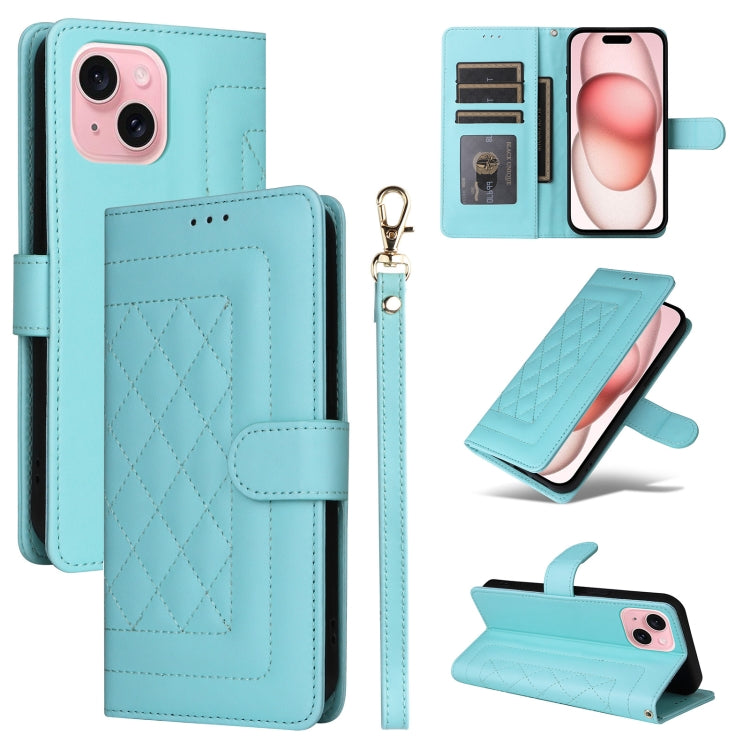 Diamond Lattice Leather Flip Phone Case, For iPhone 15 Plus, For iPhone 15, For iPhone 14 Plus