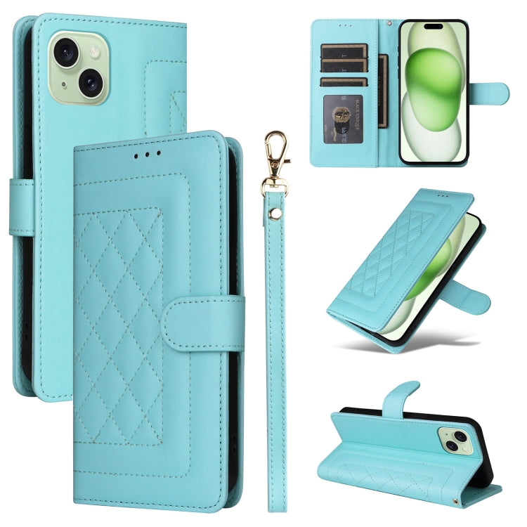 Diamond Lattice Leather Flip Phone Case, For iPhone 15 Plus, For iPhone 15, For iPhone 14 Plus