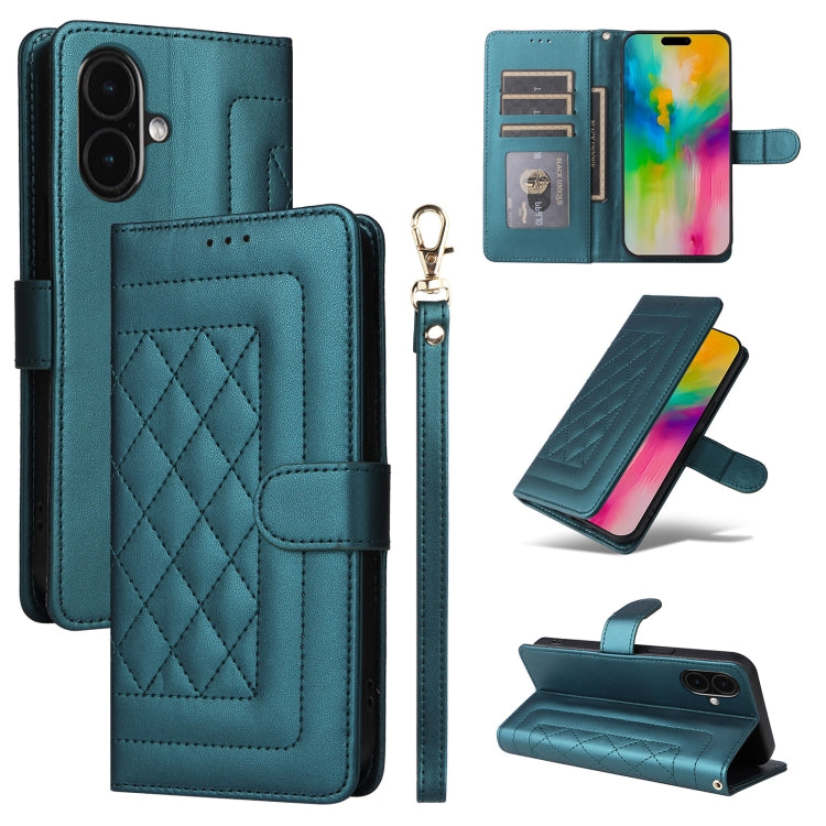 Diamond Lattice Leather Flip Phone Case, For iPhone 16, For iPhone 15 Pro Max, For iPhone 15 Pro