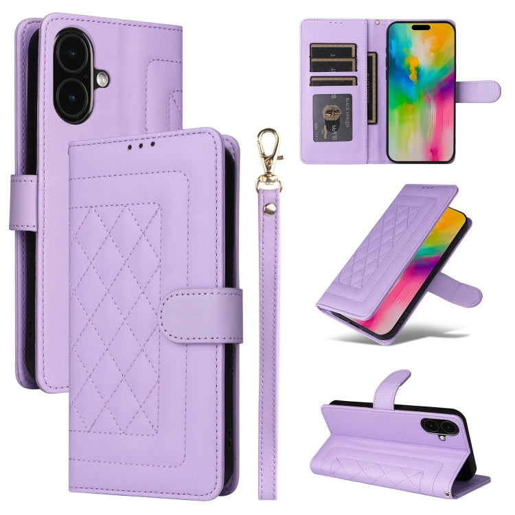 Diamond Lattice Leather Flip Phone Case, For iPhone 16 Pro Max, For iPhone 16 Pro, For iPhone 16 Plus