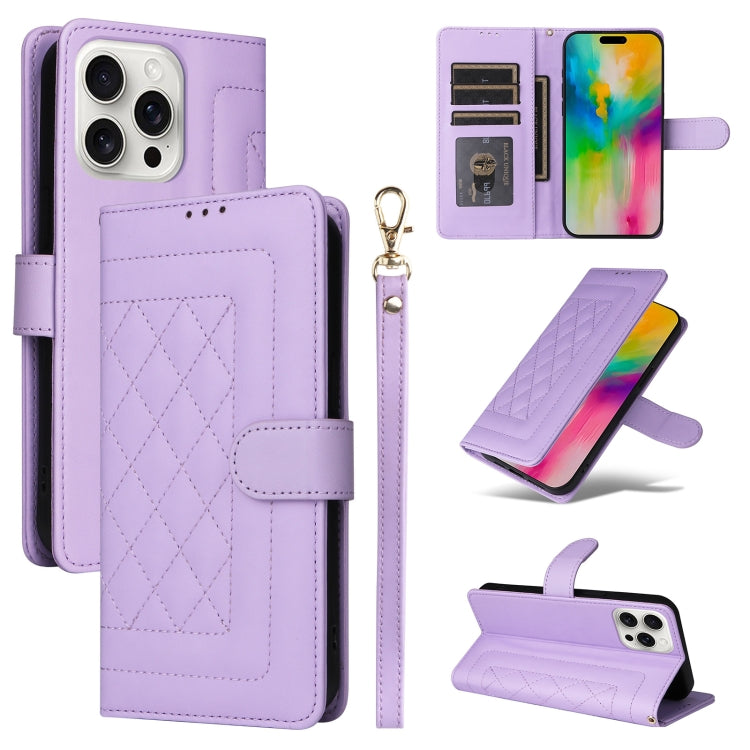 Diamond Lattice Leather Flip Phone Case, For iPhone 16 Pro Max, For iPhone 16 Pro, For iPhone 16 Plus