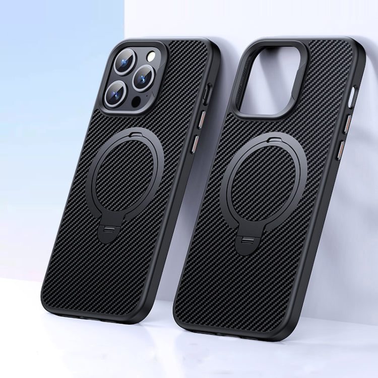 Double Ring MagSafe Holder Carbon Fiber Phone Case, For iPhone 13 Pro, For iPhone 12 / 12 Pro, For iPhone 12 Pro Max