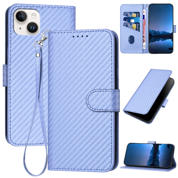 YX0070 Carbon Fiber Buckle Leather Phone Case with Lanyard