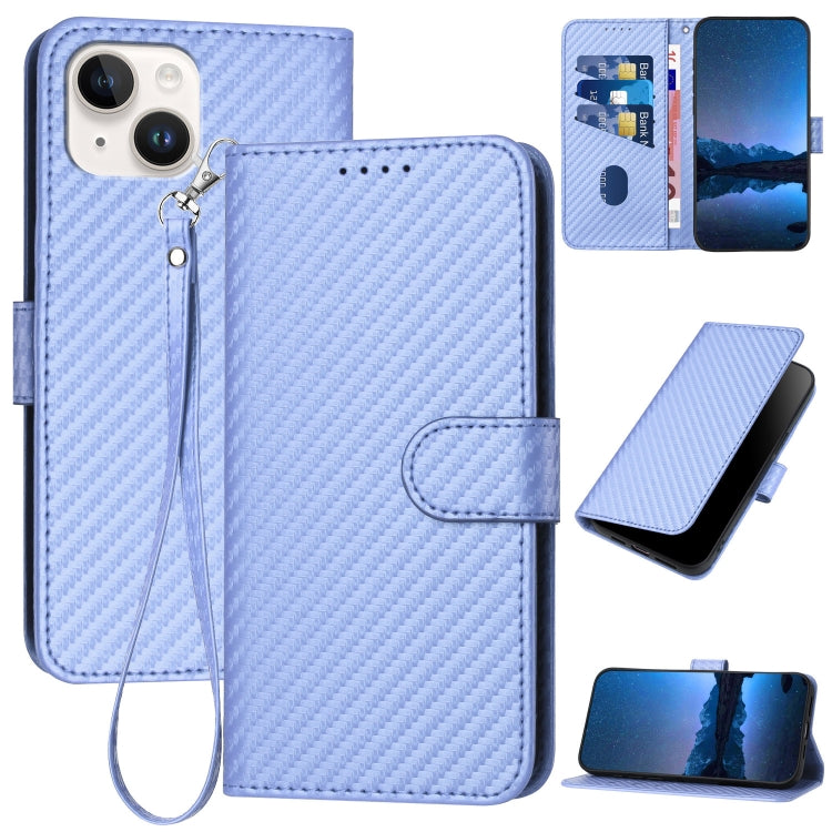 YX0070 Carbon Fiber Buckle Leather Phone Case with Lanyard