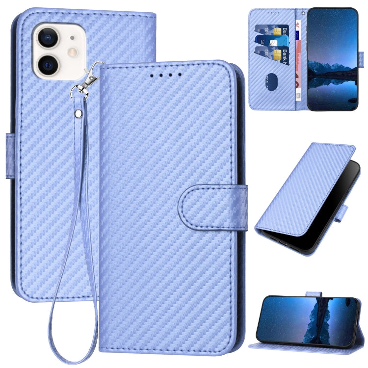 YX0070 Carbon Fiber Buckle Leather Phone Case with Lanyard