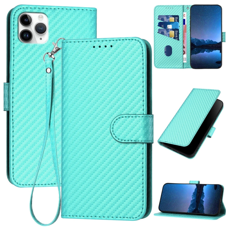 YX0070 Carbon Fiber Buckle Leather Phone Case with Lanyard
