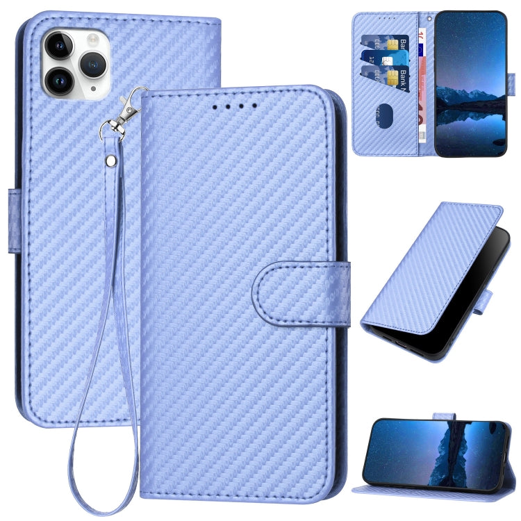 YX0070 Carbon Fiber Buckle Leather Phone Case with Lanyard