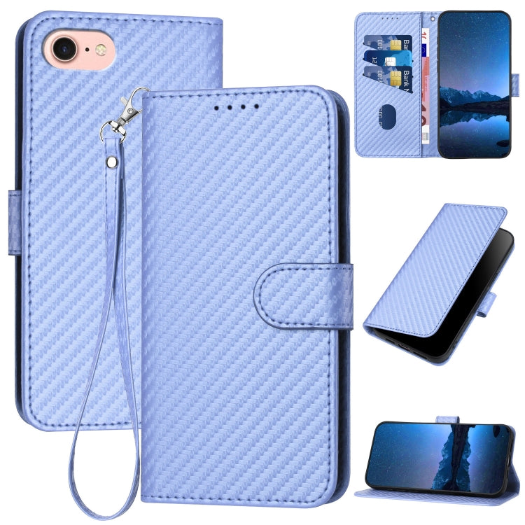 YX0070 Carbon Fiber Buckle Leather Phone Case with Lanyard