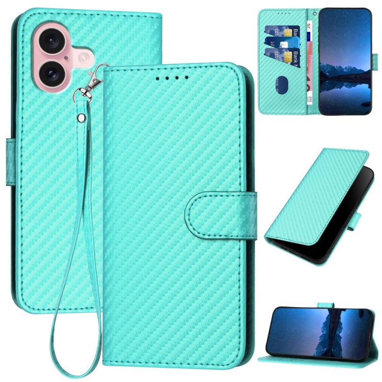 YX0070 Carbon Fiber Buckle Leather Phone Case with Lanyard