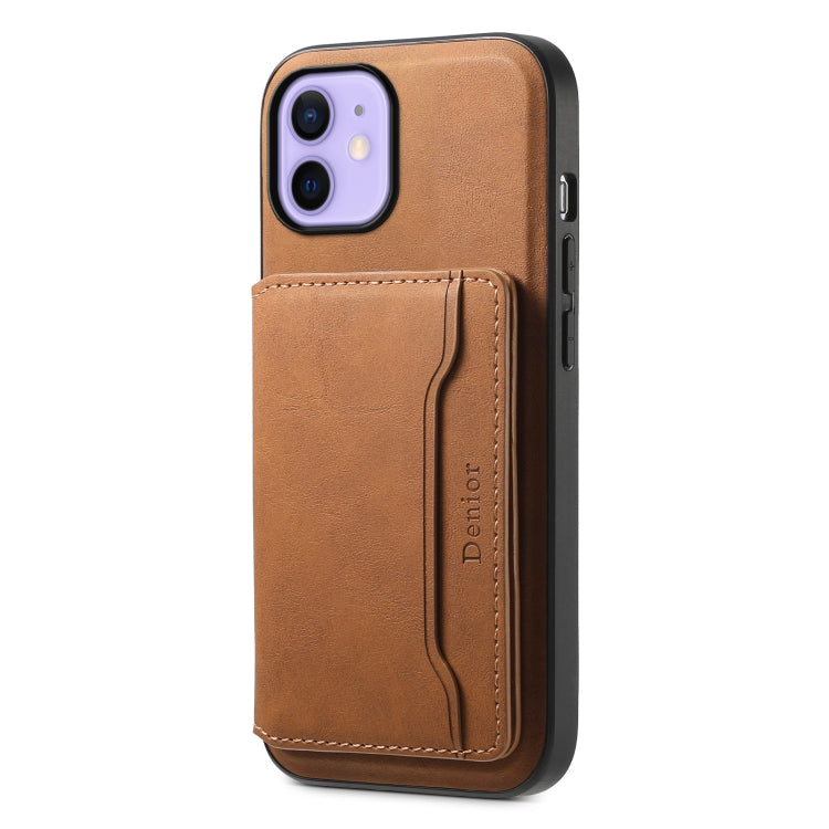 Denior D13 Retro Texture Leather MagSafe Card Bag Phone Case