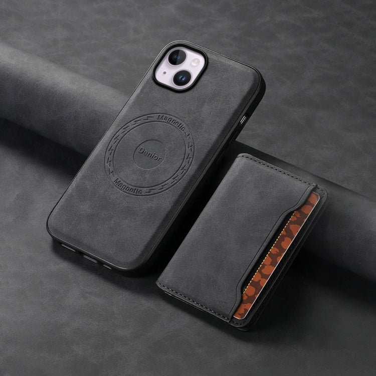Denior D13 Retro Texture Leather MagSafe Card Bag Phone Case