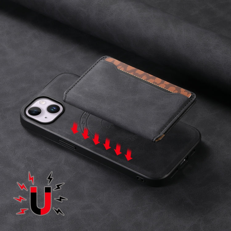 Denior D13 Retro Texture Leather MagSafe Card Bag Phone Case