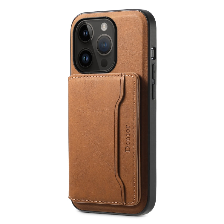 Denior D13 Retro Texture Leather MagSafe Card Bag Phone Case