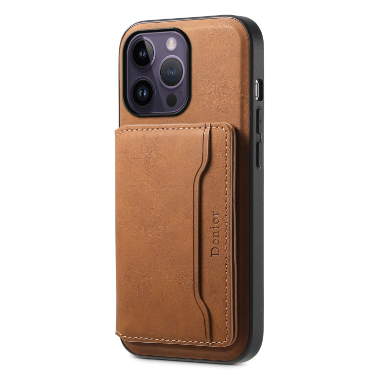 Denior D13 Retro Texture Leather MagSafe Card Bag Phone Case