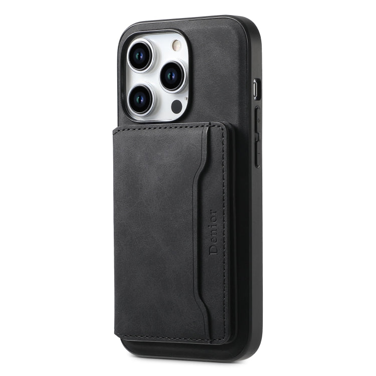 Denior D13 Retro Texture Leather MagSafe Card Bag Phone Case