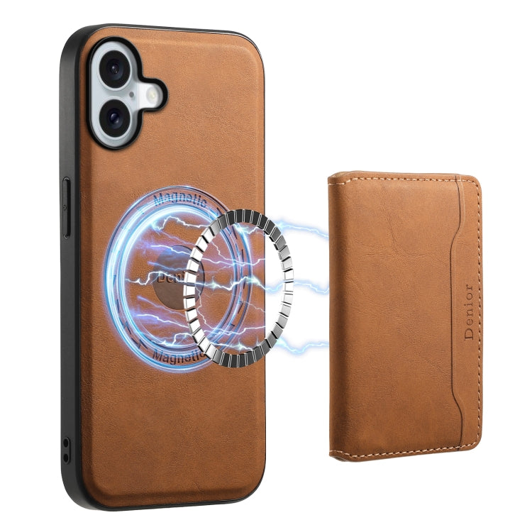 Denior D13 Retro Texture Leather MagSafe Card Bag Phone Case