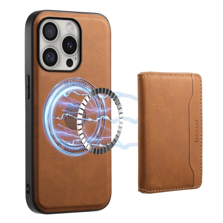 Denior D13 Retro Texture Leather MagSafe Card Bag Phone Case