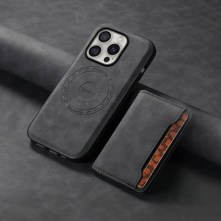 Denior D13 Retro Texture Leather MagSafe Card Bag Phone Case